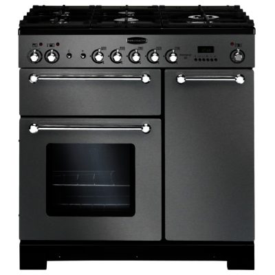 Rangemaster Kitchener 90cm Dual Fuel 98760 Range Cooker in Stainless Steel with Chrome trim and FSD Hob Rangemaster Kitchener 90cm Dual Fuel 98760 Range Cooker in Stainless Steel with Chrome trim and FSD Hob